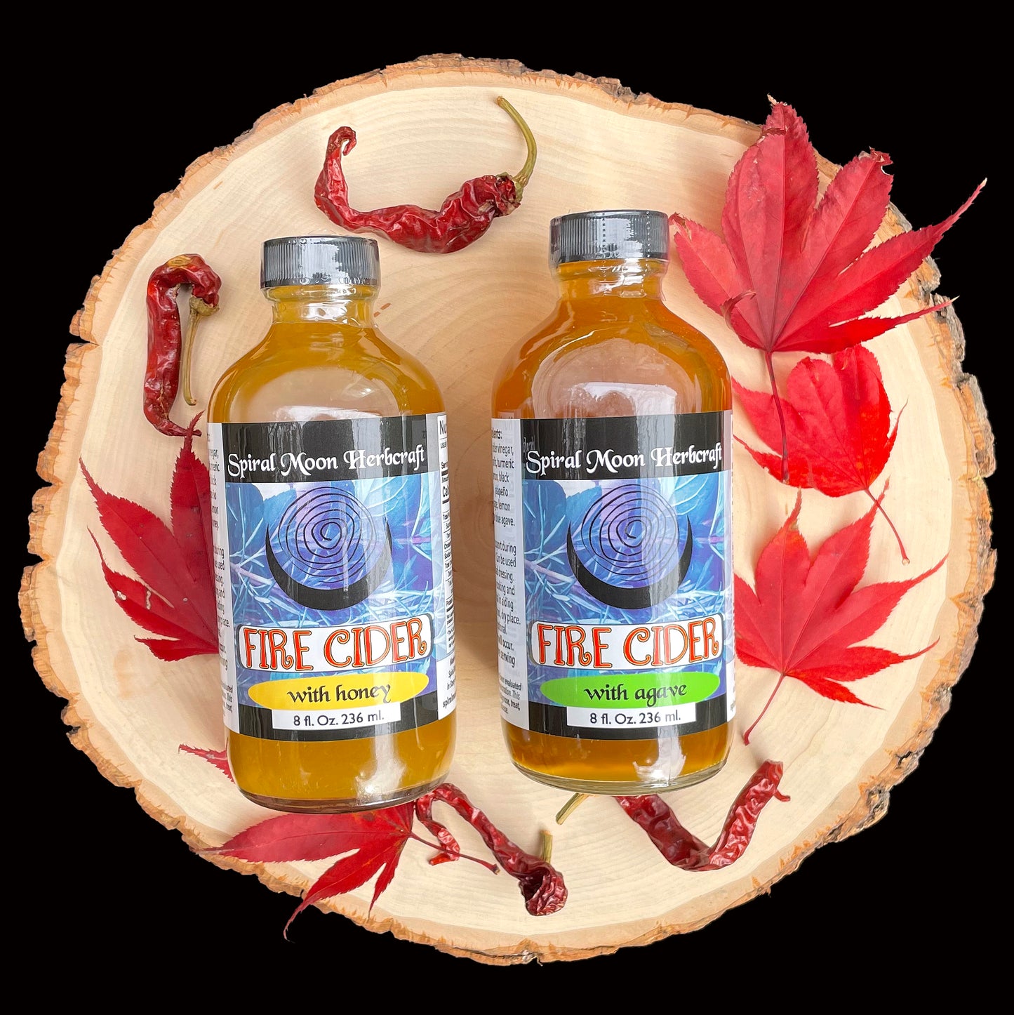 Fire Cider Tonic 8oz - 2 versions available: Honey or Agave sweetened, spicy immune and digestive support tonic